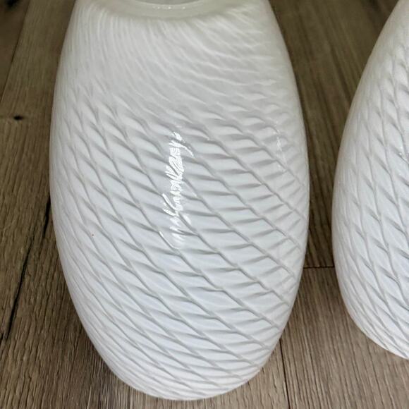 Glass Shade Pendant Lamp White Swirl Textured 1.75" Top Opening 8" Tall - 1 or 2 - Picture 6 of 7